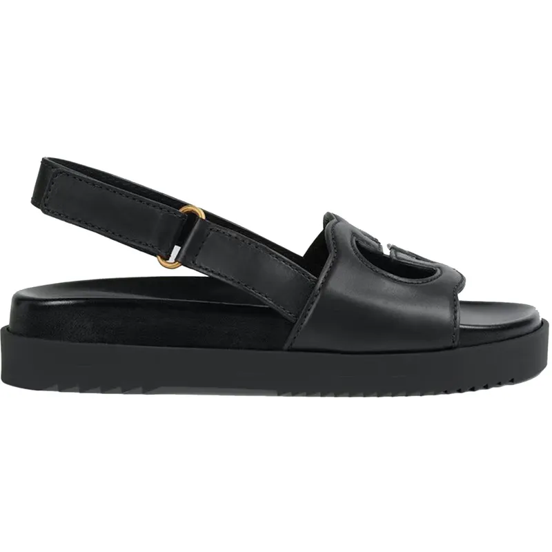 Gucci Interlocking G Sandals Black Leather (_738687 US000 1000)