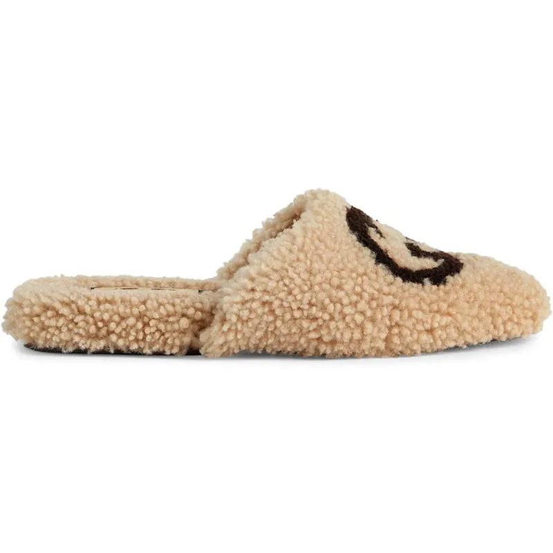 Gucci Interlocking G Slippers Beige Sherling (658897D0L00)