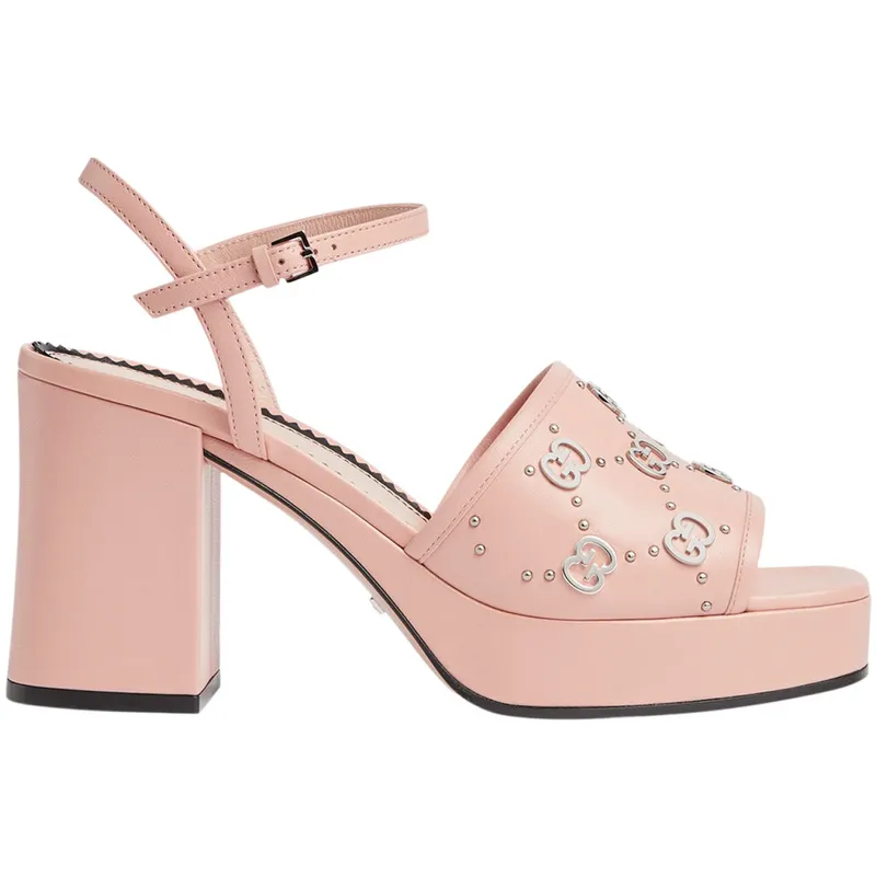 Gucci Interlocking G Studs 85mm Sandal Light Pink Leather (‎719844 C9D00 5909)