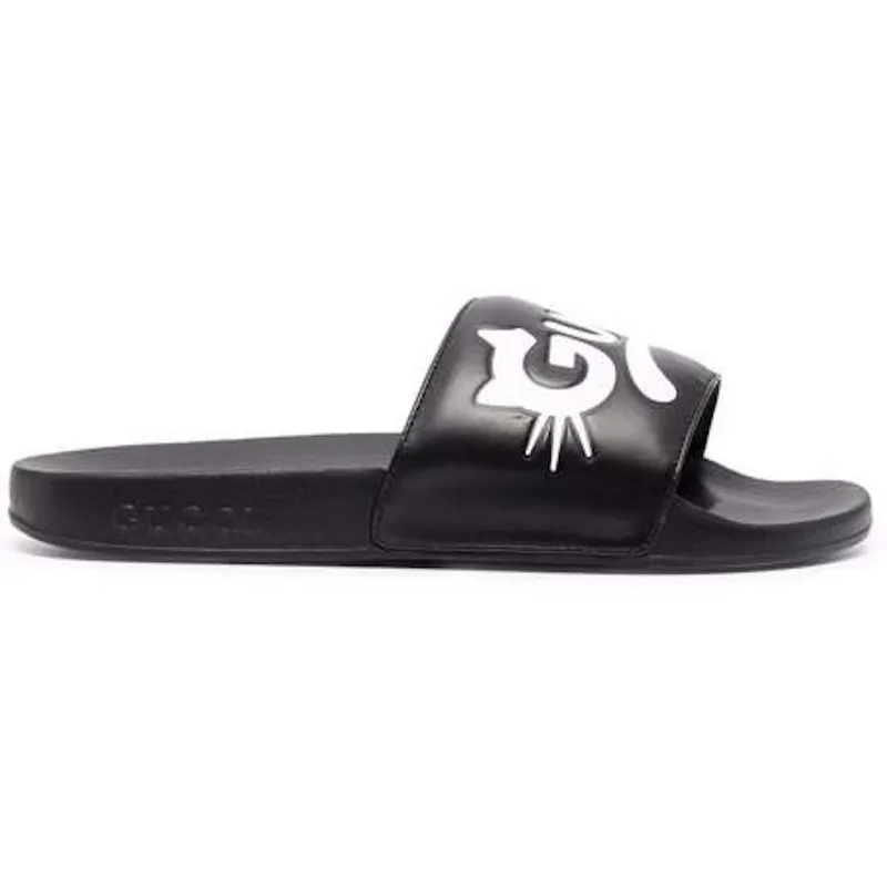 Gucci Kitty Logo Slides Black (Women’s) (659947DIR00)