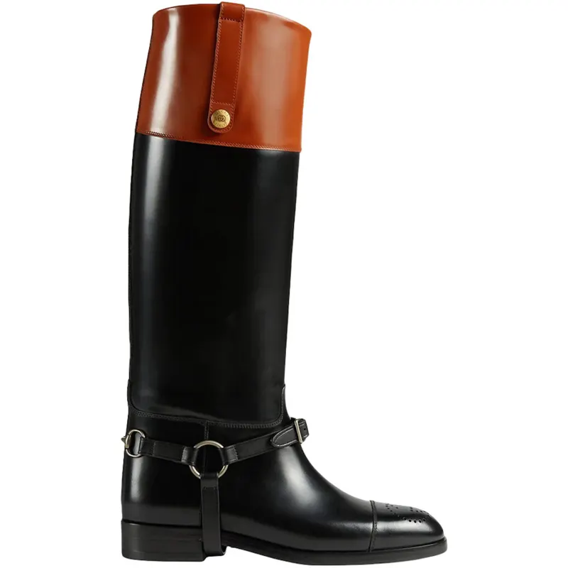 Gucci Knee-High Boot Black Harness Leather (674670 DS8J0 1079)