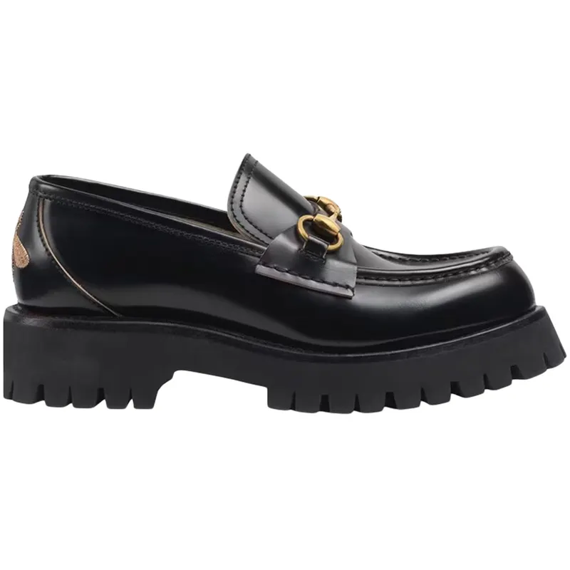 Gucci Lug Horsebit 30mm Platform Loafer Black Leather (_577236 DS800 1000)