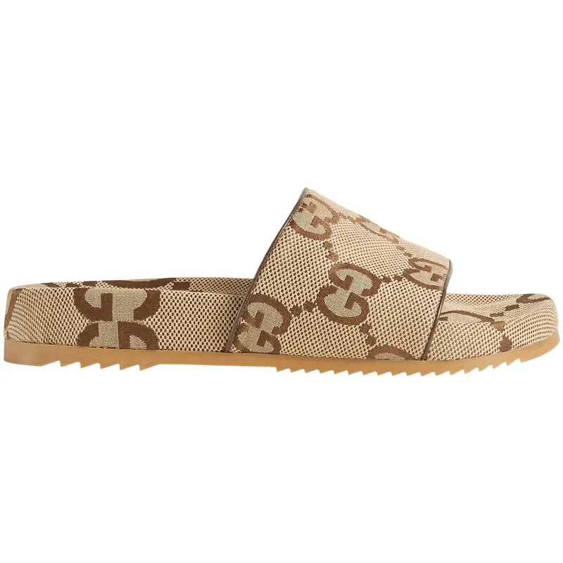Gucci maxi GG Canvas Slides Camel Ebony (‎624695 UKOD0 2673)