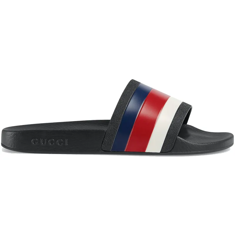 Gucci Pursuit Pool Slides Blue White Stripe (308234 GIB10 1071)