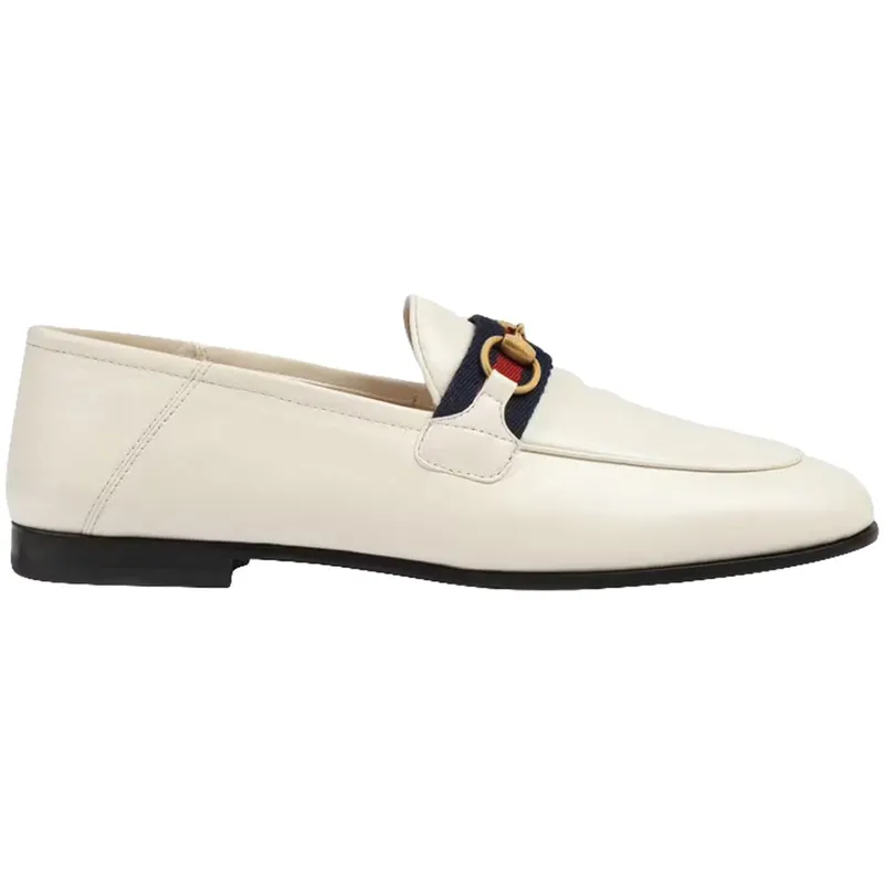 Gucci Slip On Loafer with Web White Leather (631619 CQXM0 9065)