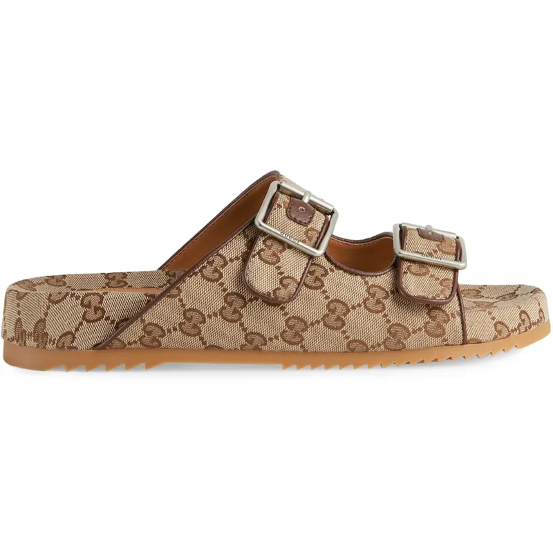Gucci Strap Slide Sandal Beige Canvas (658020 2HK60 9791)