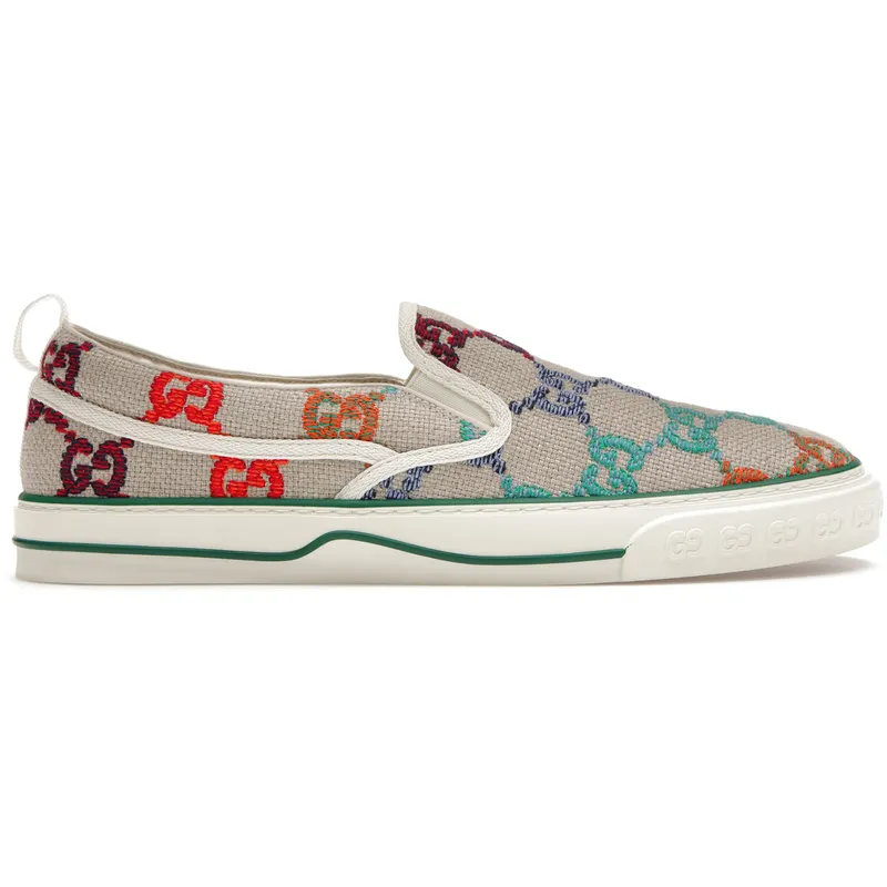 Gucci Tennis 1977 Slip On GG Logo White Multi (‎643489 UFT10 8468)
