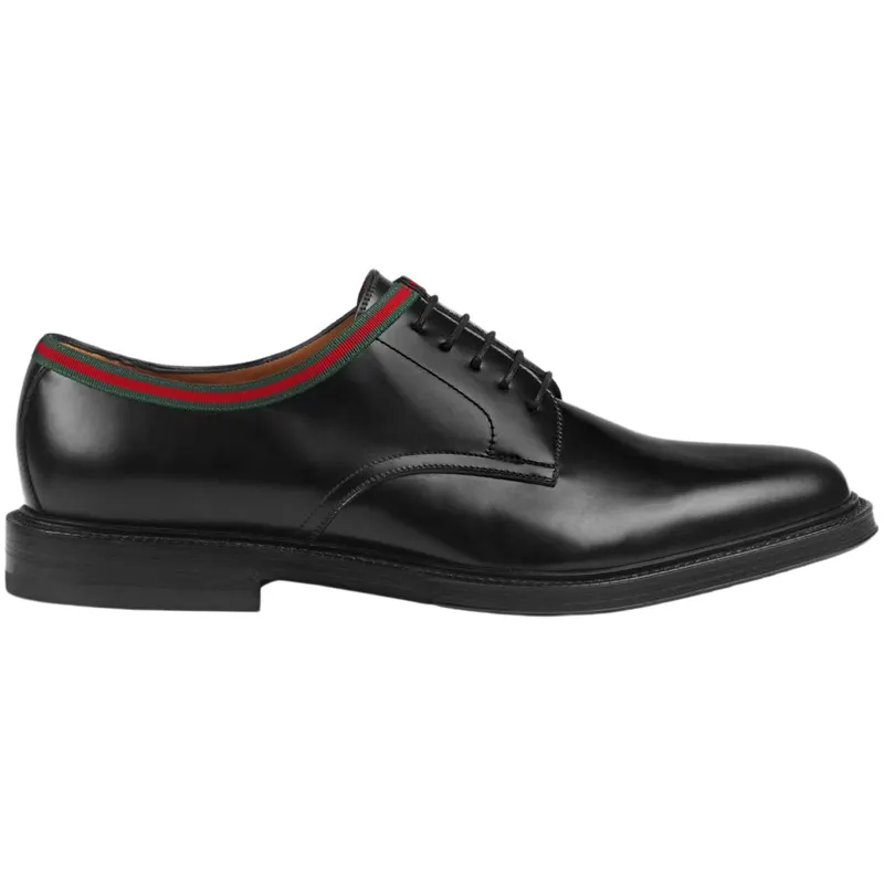 Gucci Web Lace Up Black Leather (_472749 AZM30 1060)