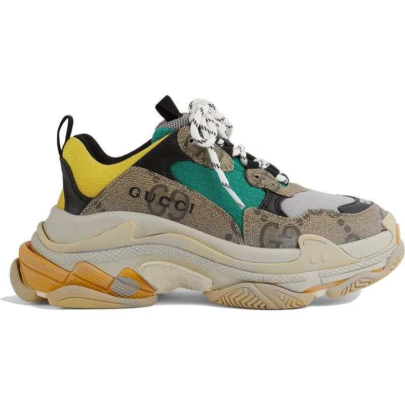 Gucci x Balenciaga The Hacker Project Triple S Beige Green Yellow (Women’s) (677193UMO2 09766)