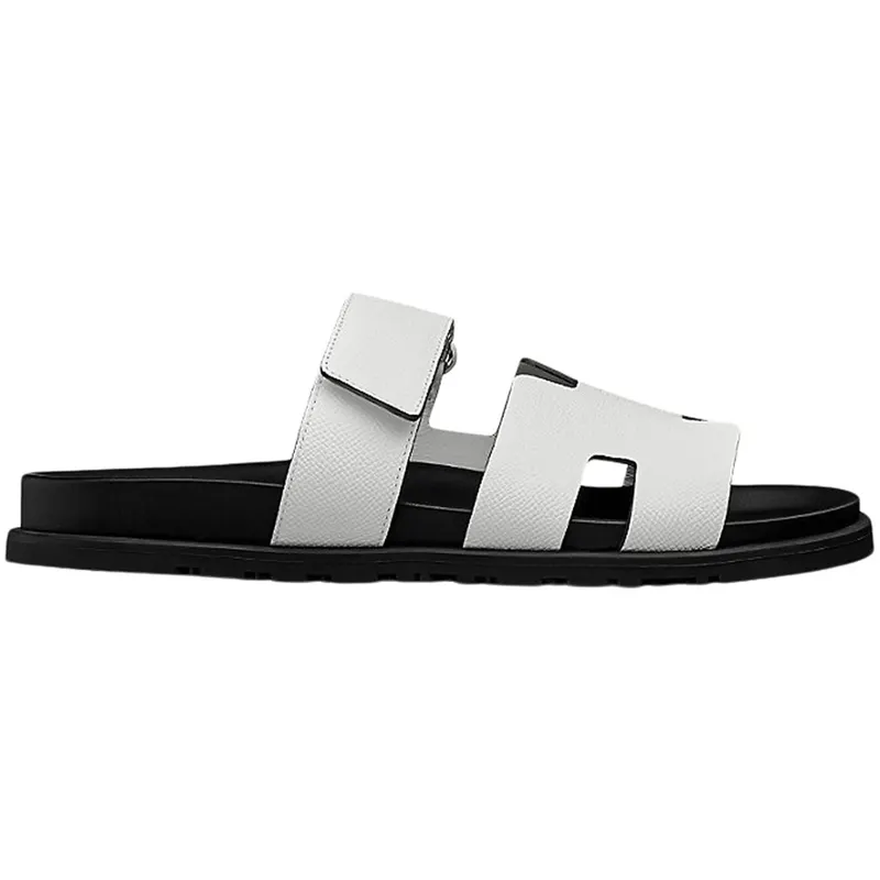 Hermes Chypre Sandal Blanc Epsom Leather (M) (H222857)