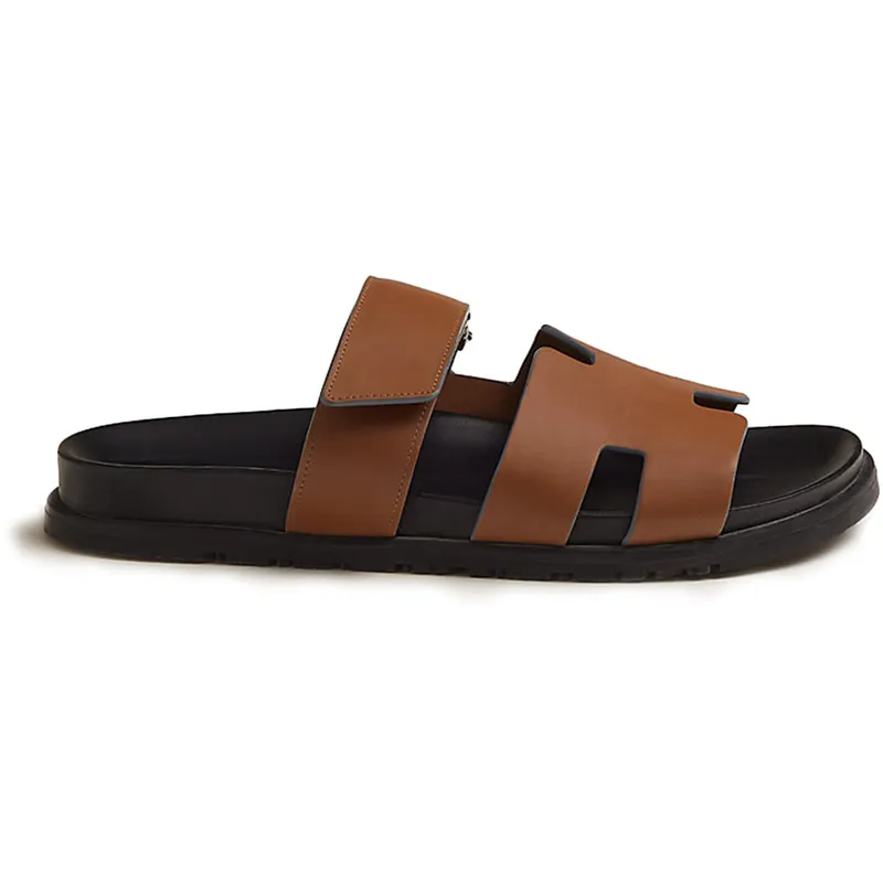 Hermes Chypre Sandal Naturel Black Smooth Calfskin Leather (M) (H222000Z)