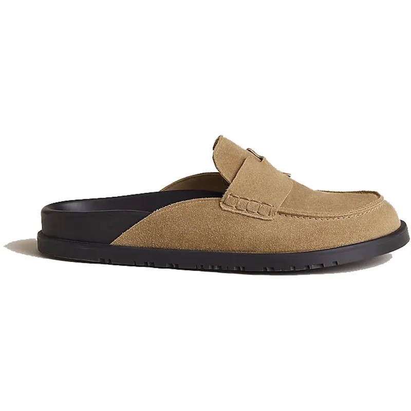 Hermes Go Mule Beige Argile Suede Calkskin (Men’s) (H231745Z)