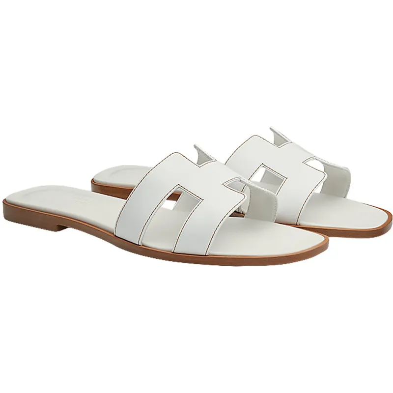 Hermes Oran Sandal Blanc Box Calfskin Leather (H021056Z)