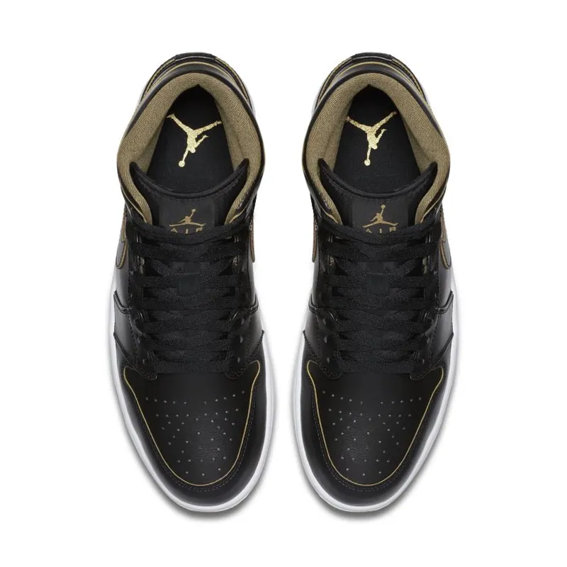 Jordan 1 Retro Mid Black Metallic Gold (554724-042)