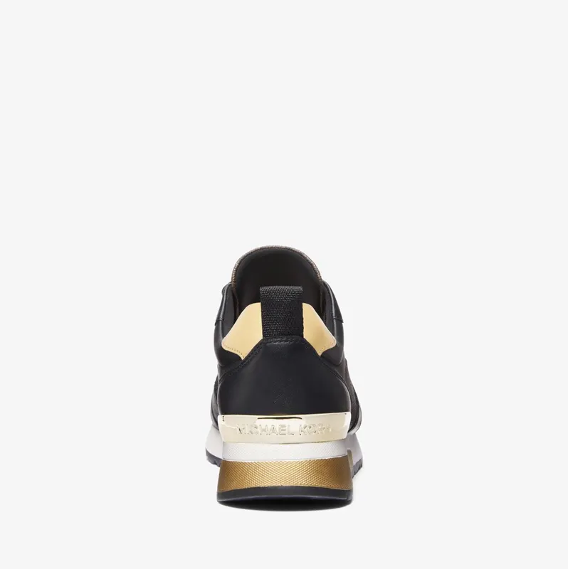 Michael Kors MK Allie Stride Logo and Leather Trainer – Blk/brown (43T2ALFS4L-2437)
