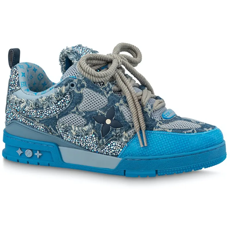Louis Vuitton Skate Trainer Blue Swarovski Monogram (1ABMHB)