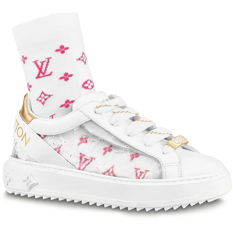 Louis Vuitton Time Out Debossed Monogram Transparent Upper White Gold (Women’s) (White Pink Socks Included) (1A9PZS)