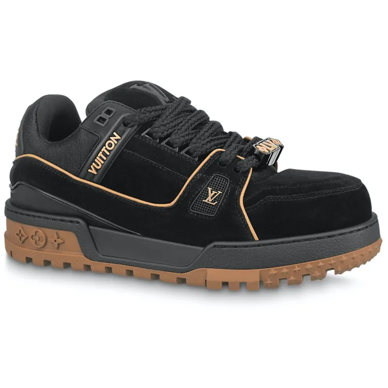 Louis Vuitton Trainer Maxi Black Brown Suede (1ABM30)