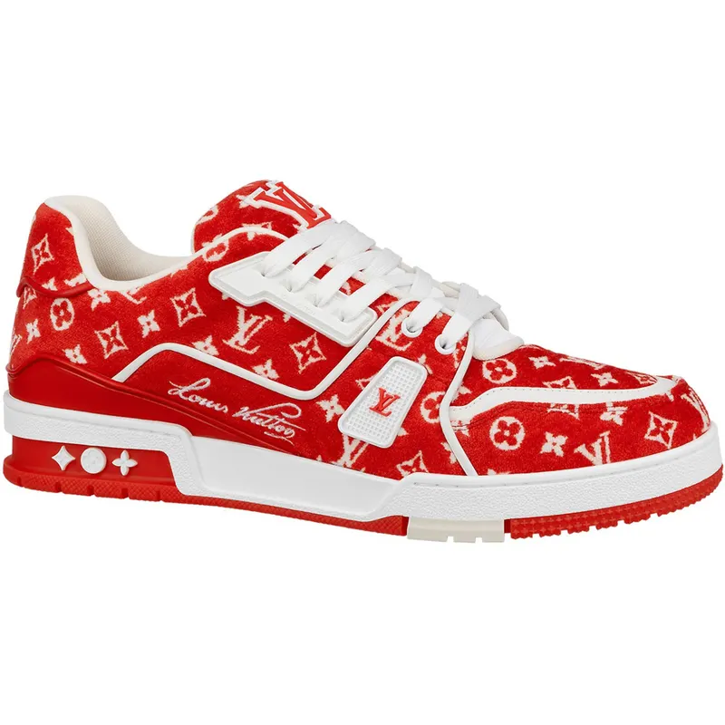 Louis Vuitton Trainer Red Monogram Textile (1ABFSU)