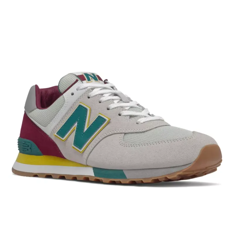 New Balance 574 Grey Burgundy Teal Yellow (ML574PR2)