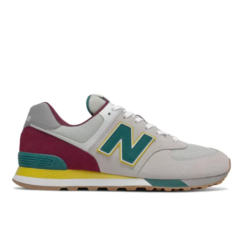 New Balance 574 Grey Burgundy Teal Yellow (ML574PR2)