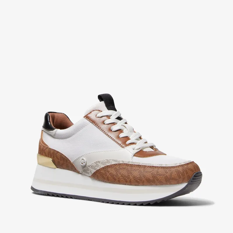 Michael Kors MK Mariah Logo and Faux Leather Trainer – Luggage Brown (43F2MRFSBD-0230)
