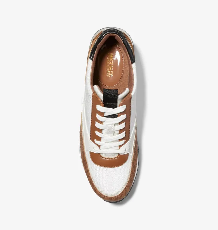 Michael Kors MK Mariah Logo and Faux Leather Trainer – Luggage Brown (43F2MRFSBD-0230)
