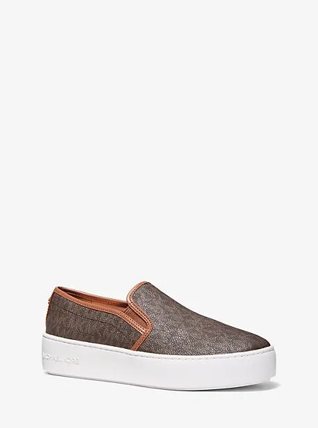 Michael Kors MK Teddi Logo Slip-On Platform Trainers – Brown/luggage (49F0TDFP3B-0227)