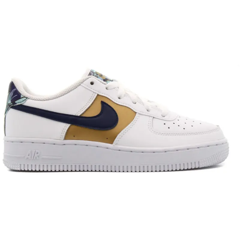 Nike Air Force 1 Low ’07 LV8 White Blue Void Metallic Gold (GS) (DM3089-100)