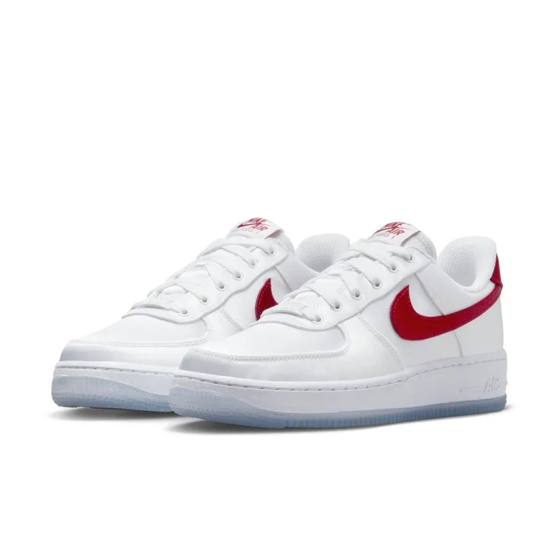 Nike Air Force 1 Low ’07 Satin White Varsity Red (Women’s) (DX6541-100)