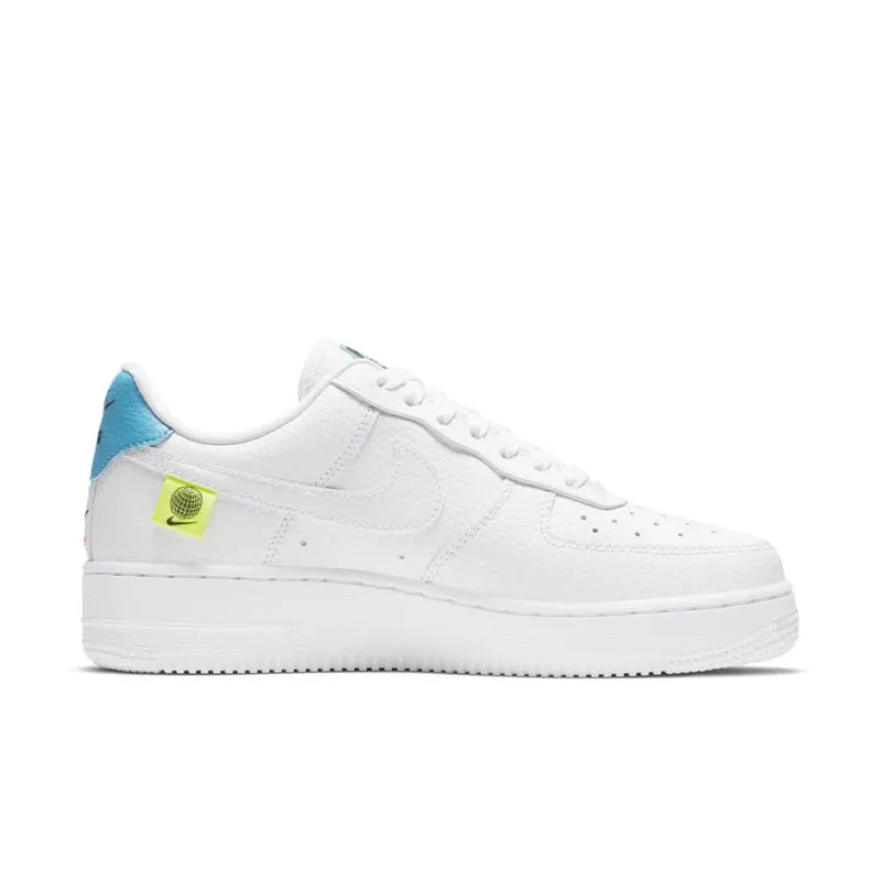 Nike Air Force 1 Low ’07 Worldwide Pack White Blue Volt (Women’s) (CT1414-101)