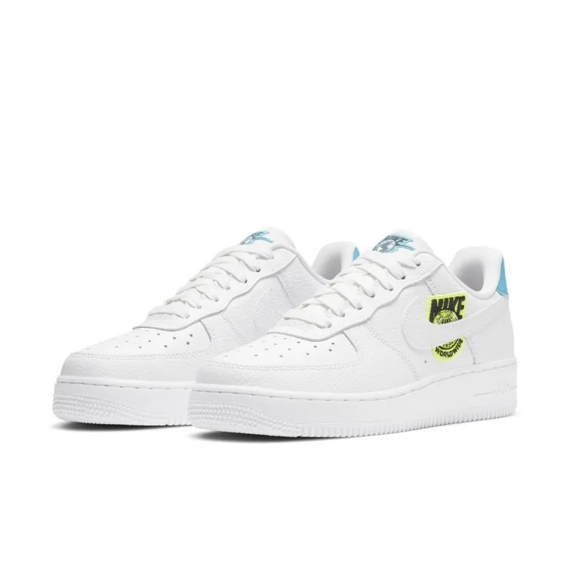 Nike Air Force 1 Low ’07 Worldwide Pack White Blue Volt (Women’s) (CT1414-101)