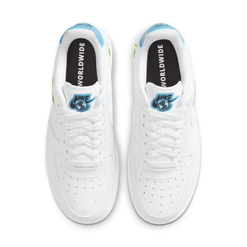 Nike Air Force 1 Low ’07 Worldwide Pack White Blue Volt (Women’s) (CT1414-101)