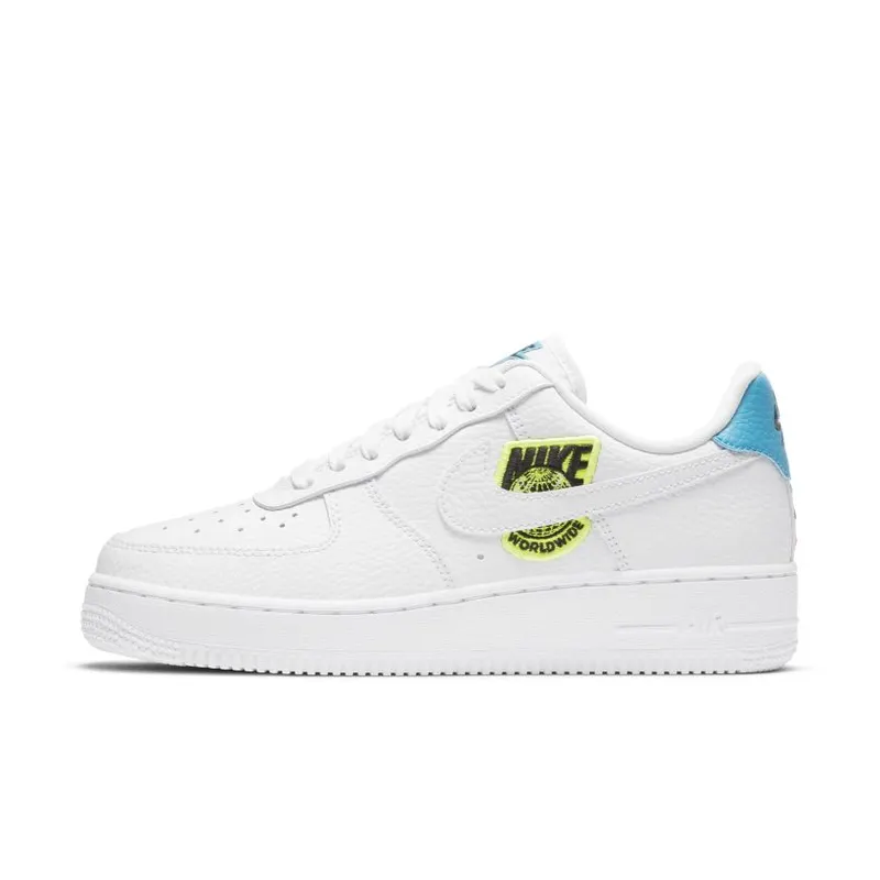 Nike Air Force 1 Low ’07 Worldwide Pack White Blue Volt (Women’s) (CT1414-101)
