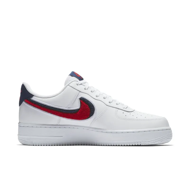 Nike Air Force 1 Low 3D Chenille Swoosh White Red Blue (823511-106)