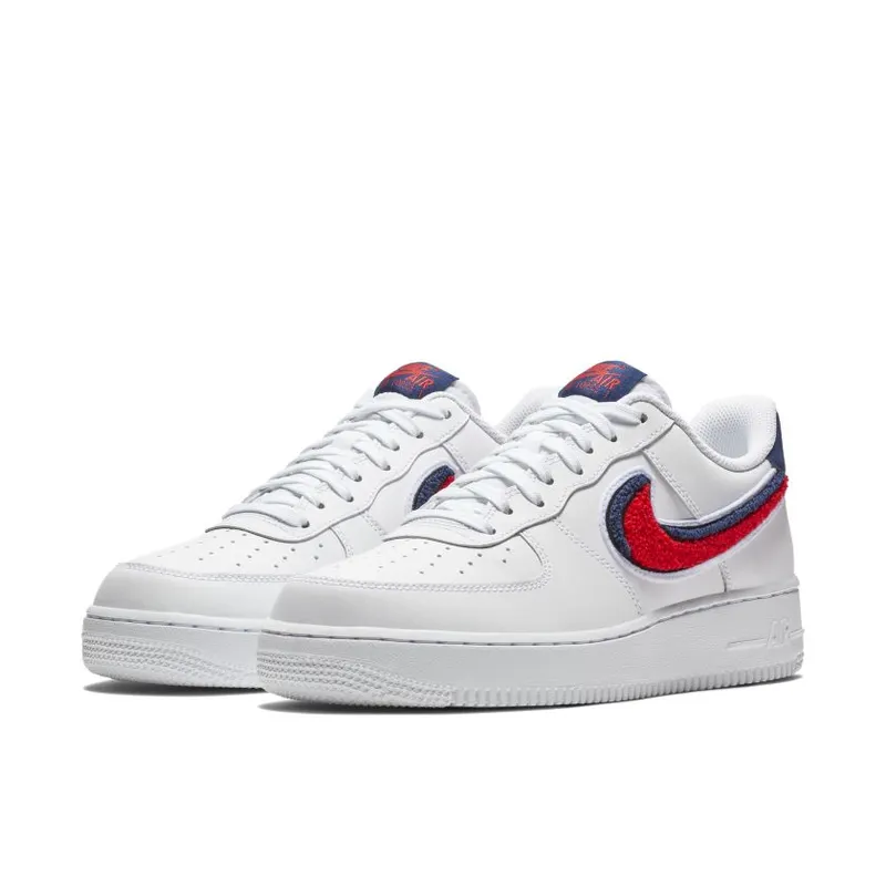 Nike Air Force 1 Low 3D Chenille Swoosh White Red Blue (823511-106)