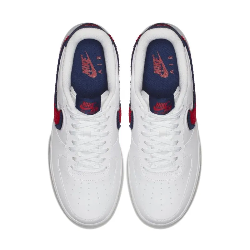 Nike Air Force 1 Low 3D Chenille Swoosh White Red Blue (823511-106)