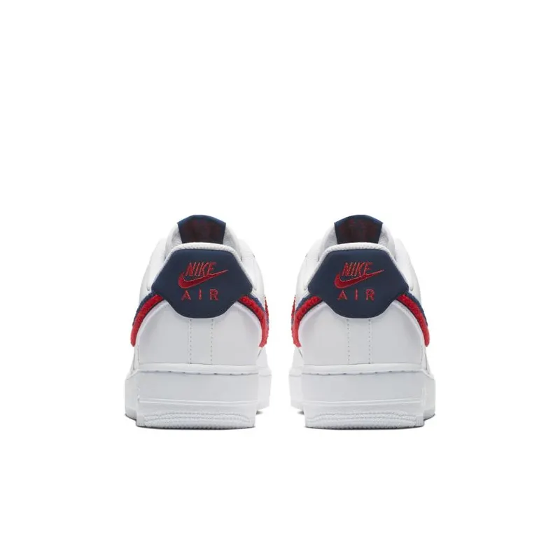 Nike Air Force 1 Low 3D Chenille Swoosh White Red Blue (823511-106)