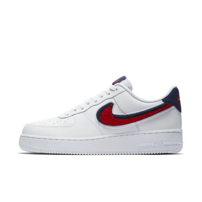 Nike Air Force 1 Low 3D Chenille Swoosh White Red Blue (823511-106)