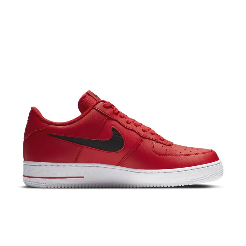 Nike Air Force 1 Low Cut Out Swoosh Red Black (CZ7377-600)