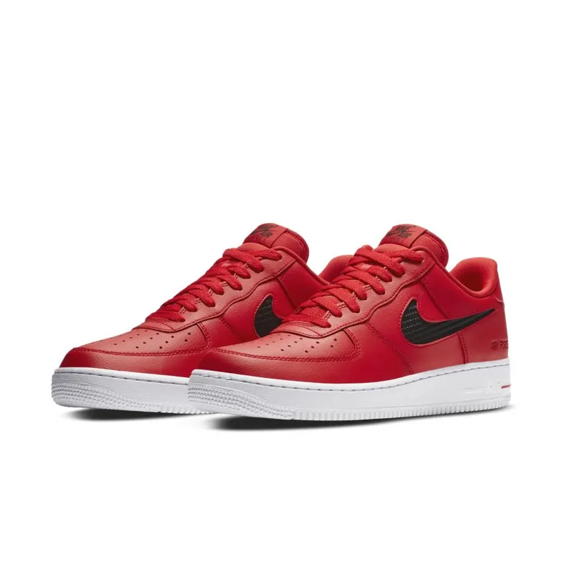 Nike Air Force 1 Low Cut Out Swoosh Red Black (CZ7377-600)