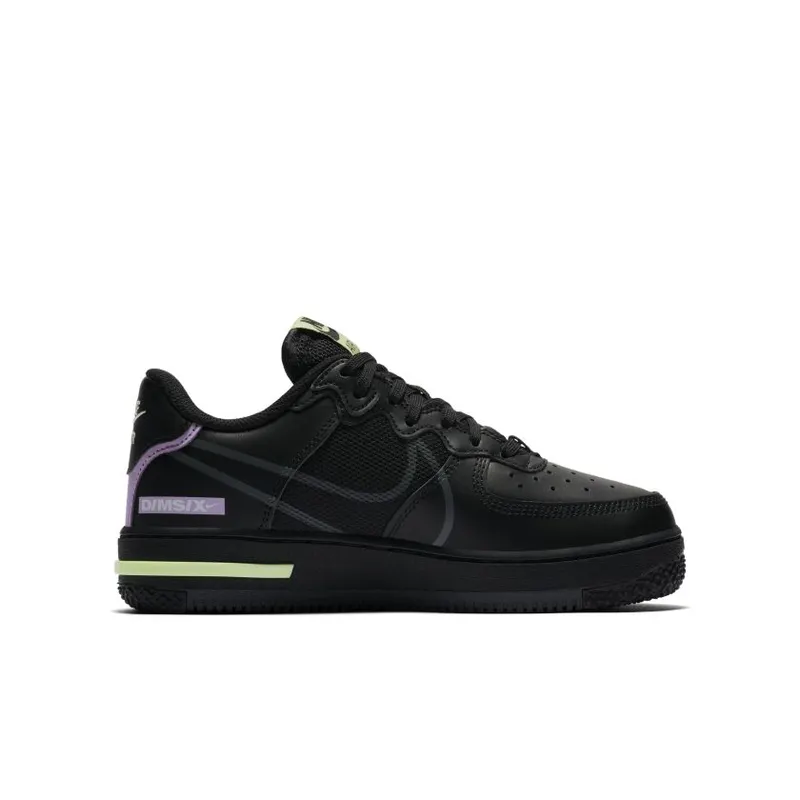 Nike Air Force 1 Low React Black Violet Star Barely Volt (GS) (CD6960-001)