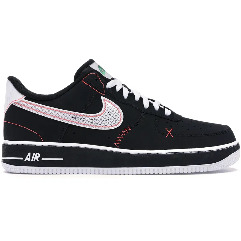 Nike Air Force 1 Low Schematic Black White Bright Crimson (CU6646-001)