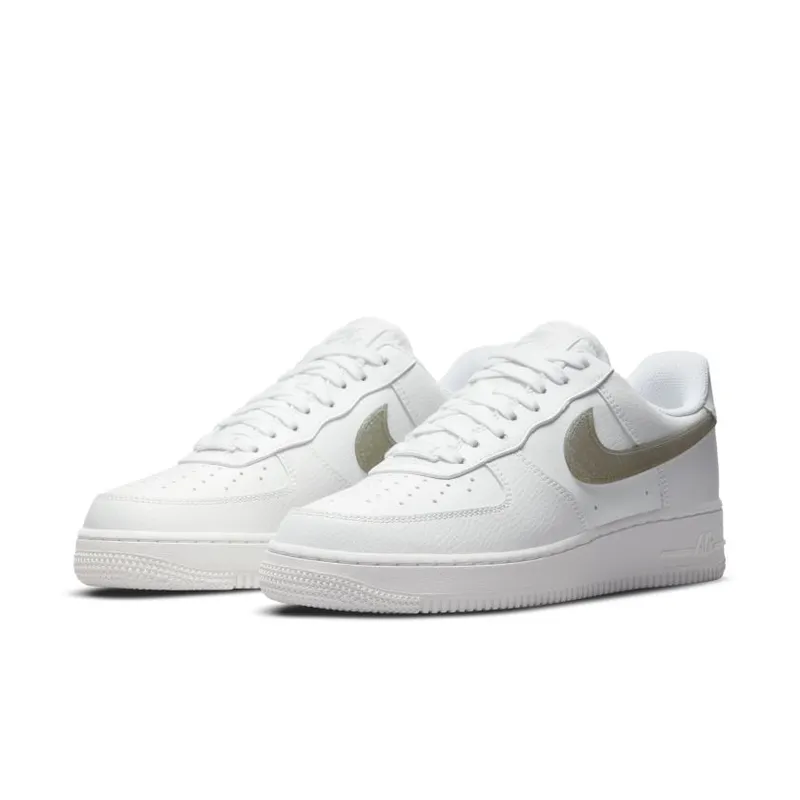 Nike Air Force 1 Low White Gold Glitter Swoosh (Women’s) (DH4407-101)