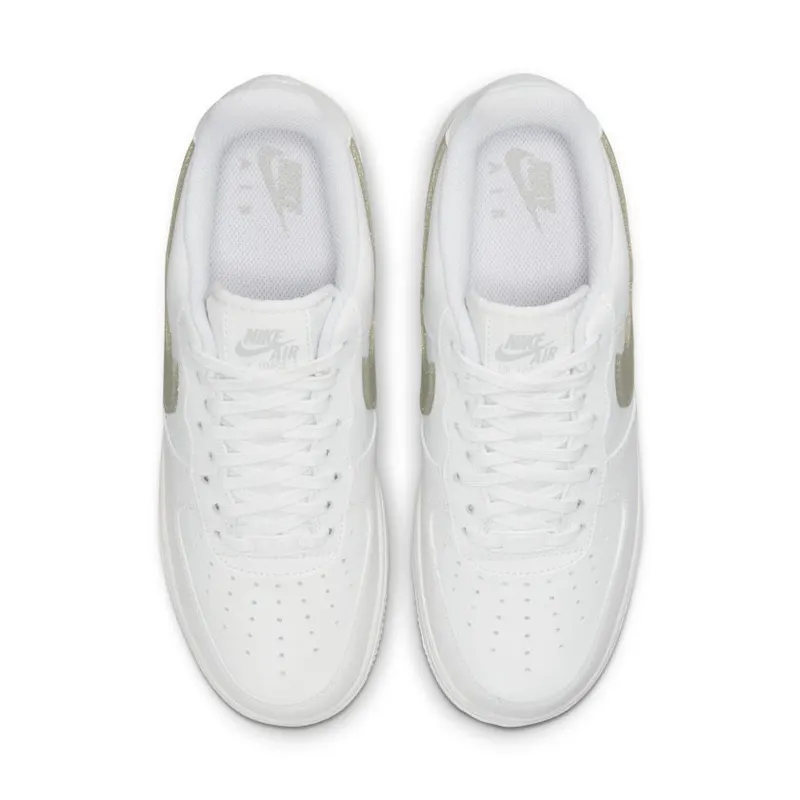 Nike Air Force 1 Low White Gold Glitter Swoosh (Women’s) (DH4407-101)