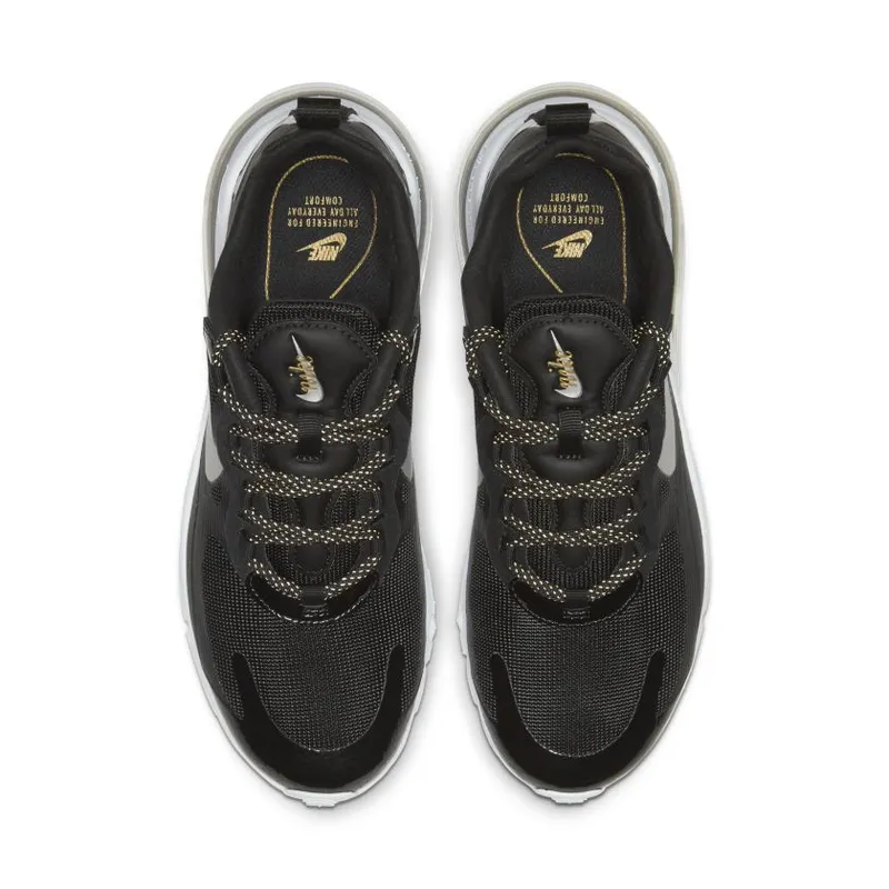 Nike Air Max 270 React Black Metallic Silver (Women’s) (CT3426-001)