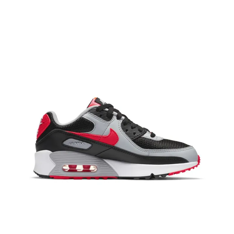 Nike Air Max 90 Black Radiant Red Wolf Grey (GS) (CD6864-009)
