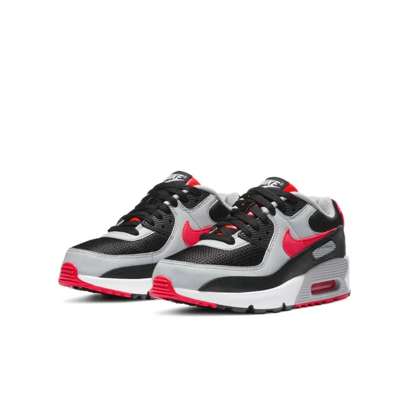 Nike Air Max 90 Black Radiant Red Wolf Grey (GS) (CD6864-009)