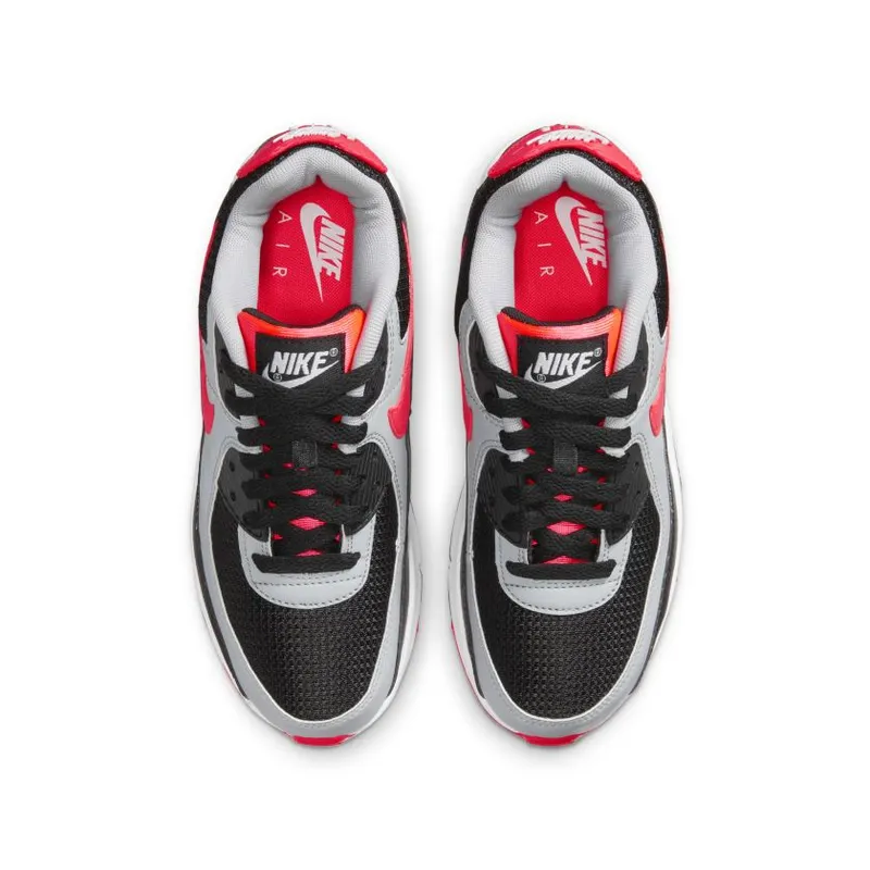 Nike Air Max 90 Black Radiant Red Wolf Grey (GS) (CD6864-009)