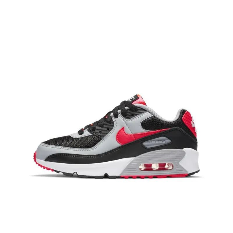 Nike Air Max 90 Black Radiant Red Wolf Grey (GS) (CD6864-009)